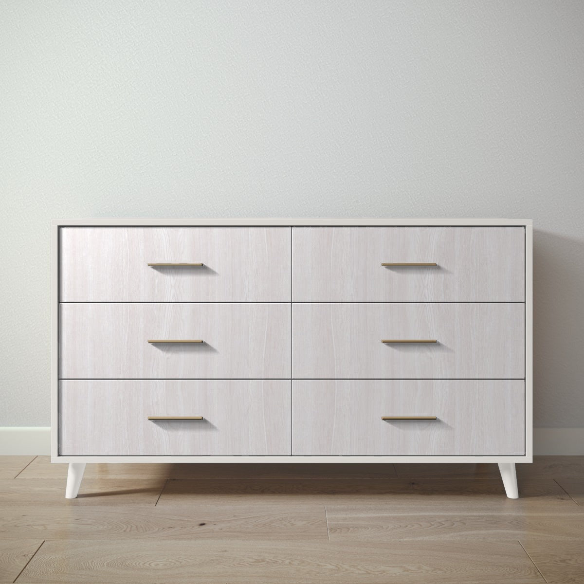 New York Double Dresser in Bianco Satinato / Washed White finish