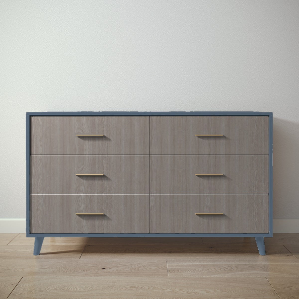 New York Double Dresser in Navy / Aqua Grey finish