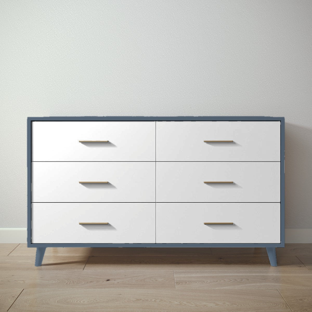 New York Double Dresser in Navy / Solid White finish