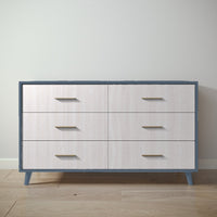 New York Double Dresser in Navy / Washed White finish