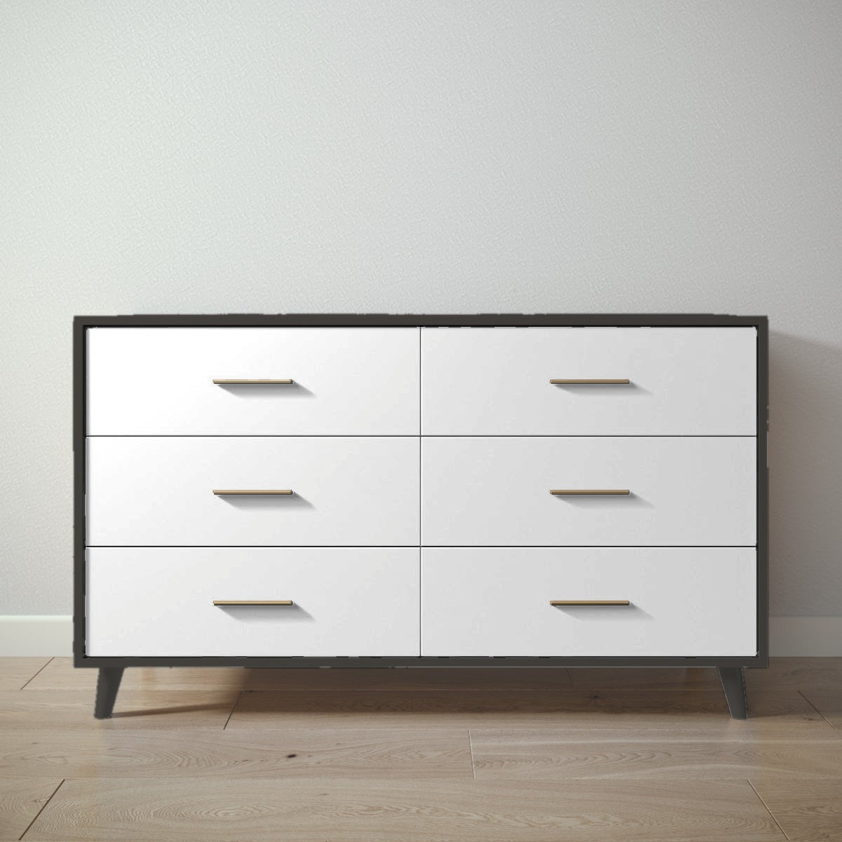 New York Double Dresser in Peppercorn / Solid White finish