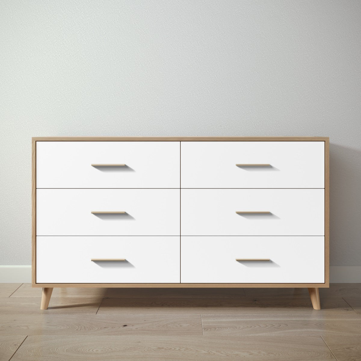 New York Double Dresser in Sandstone / Solid White finish