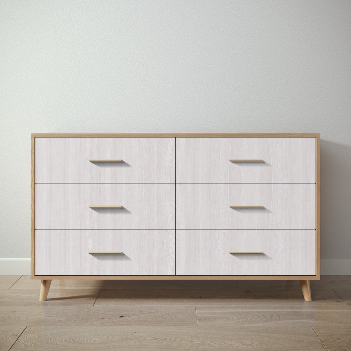 New York Double Dresser in Sandstone / Washed White finish