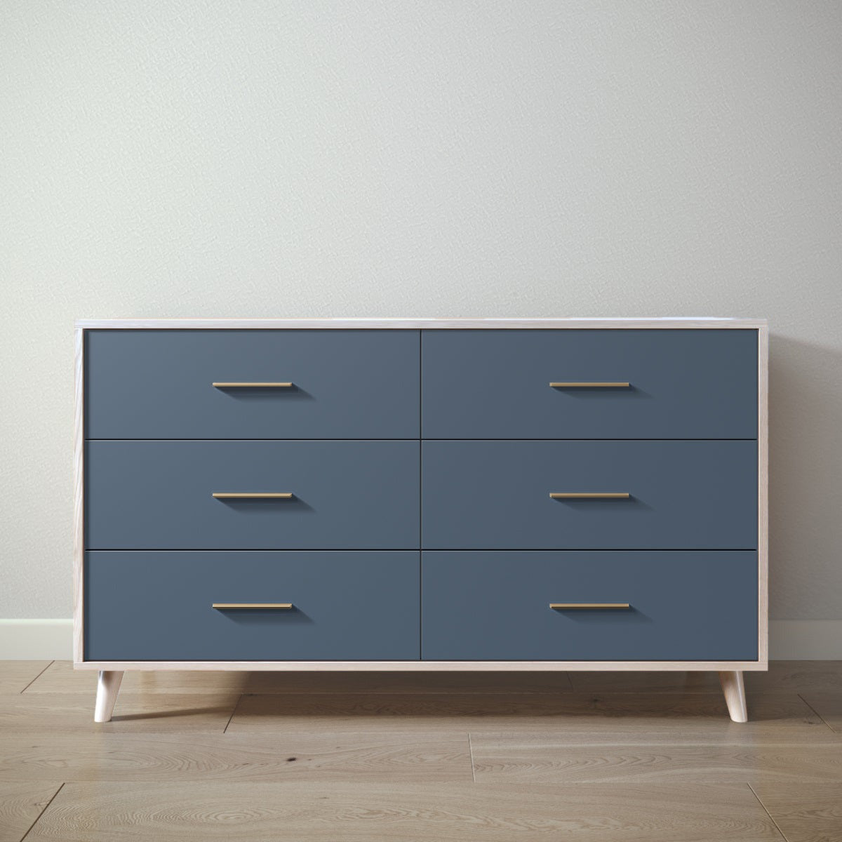 New York Double Dresser in Washed White / Navy finish