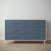 New York Double Dresser in Washed White / Navy finish