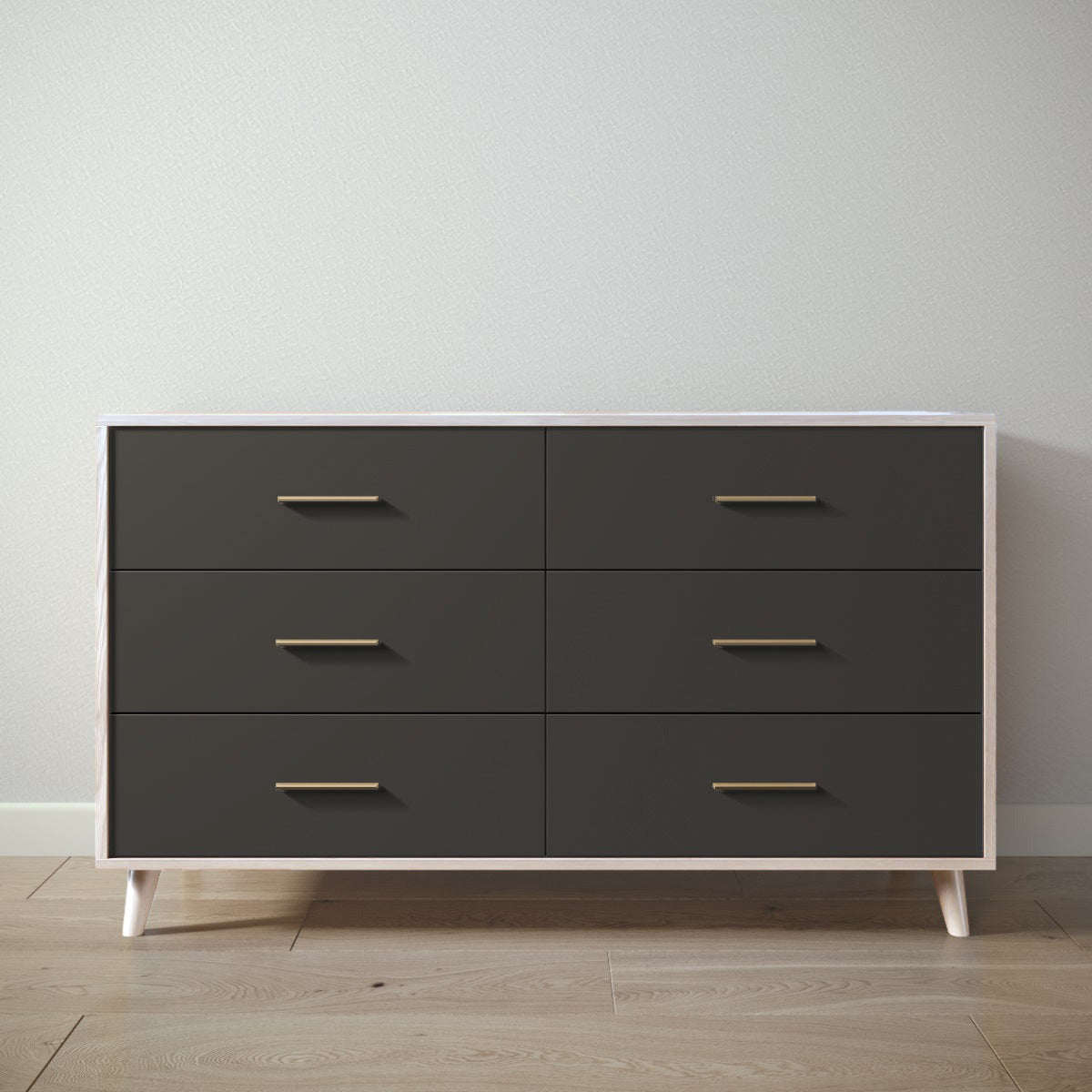New York Double Dresser in Washed White / Peppercorn finish