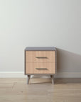 New York Nightstand in Aqua Grey / Albero Puro finish