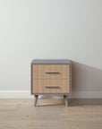 New York Nightstand in Aqua Grey / Harvest finish