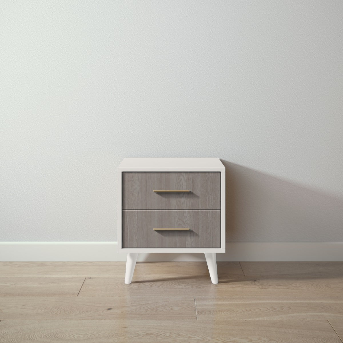 New York Nightstand in Bianco Satinato / Aqua Grey finish