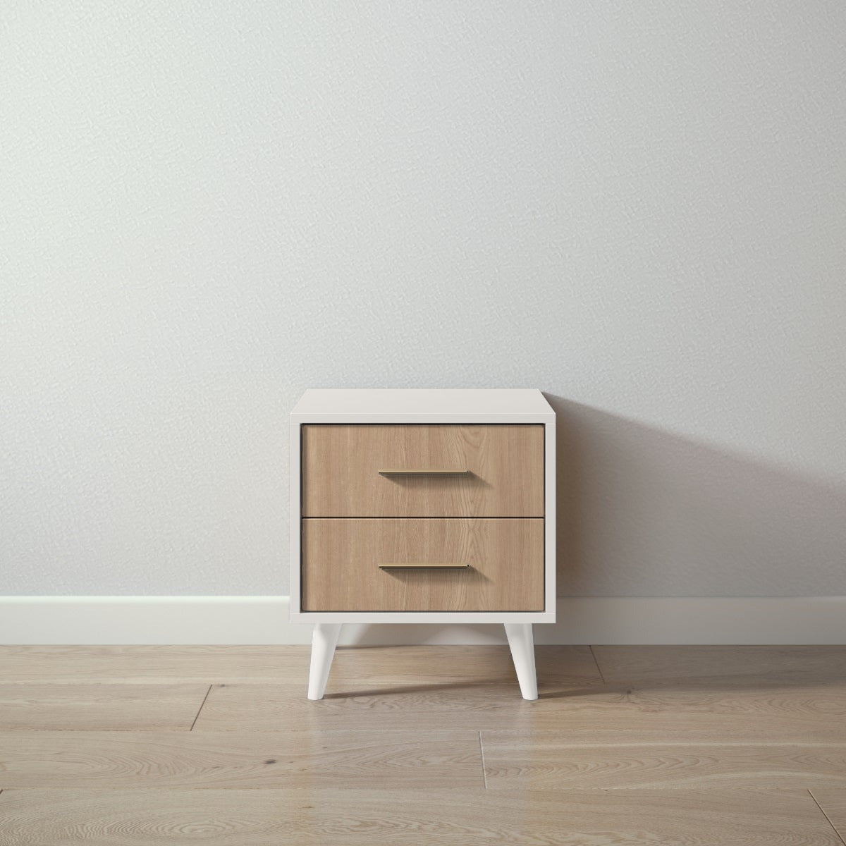 New York Nightstand in Bianco Satinato / Harvest finish