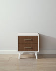 New York Nightstand in Bianco Satinato / Nocello finish