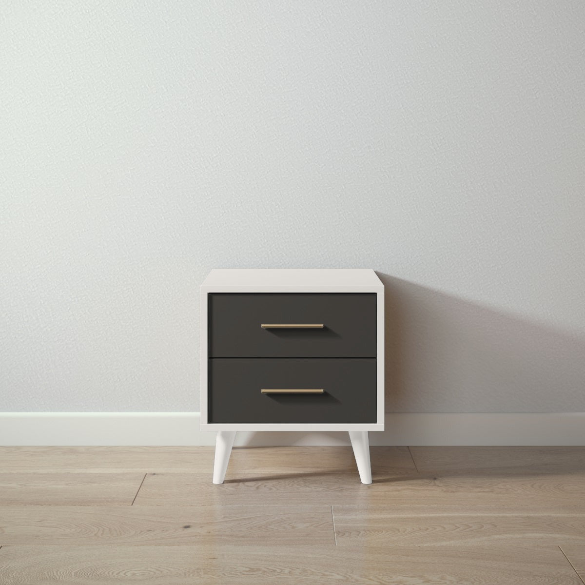 New York Nightstand in Bianco Satinato / Peppercorn finish
