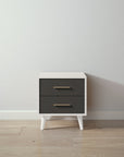 New York Nightstand in Bianco Satinato / Peppercorn finish
