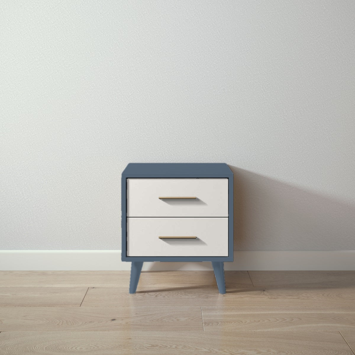 New York Nightstand in Navy / Bianco Satinato finish