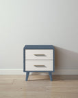 New York Nightstand in Navy / Bianco Satinato finish