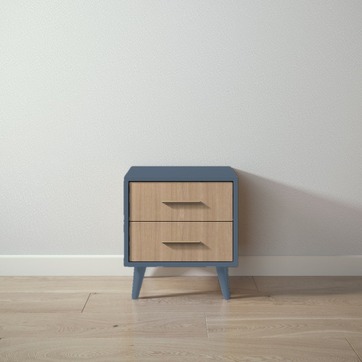New York Nightstand in Navy / Harvest finish