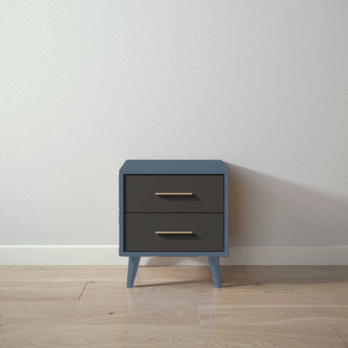 New York Nightstand in Navy / Peppercorn finish