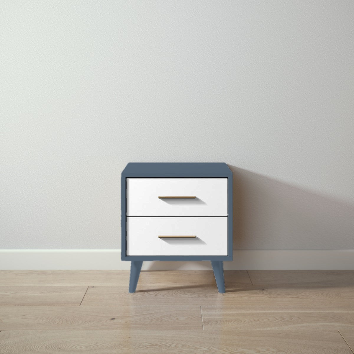 New York Nightstand in Navy / Solid White finish