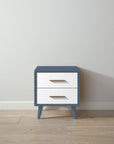 New York Nightstand in Navy / Solid White finish