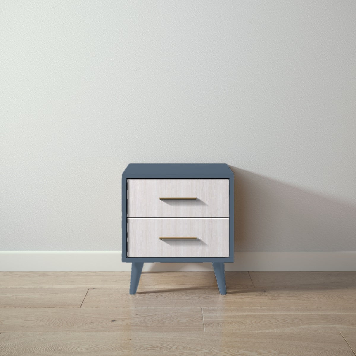 New York Nightstand in Navy / Washed White finish