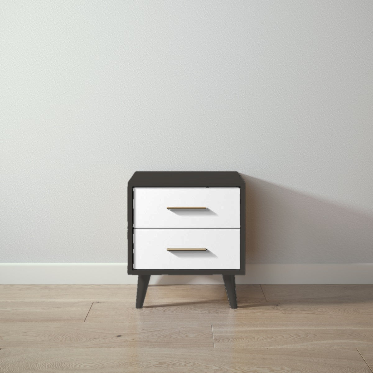 New York Nightstand in Peppercorn / Solid White finish