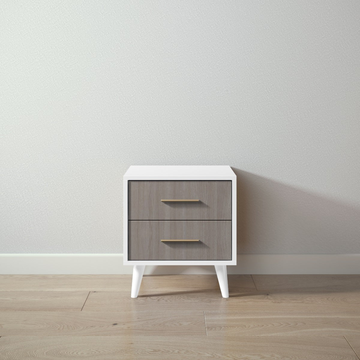 New York Nightstand in Solid White / Aqua Grey finish