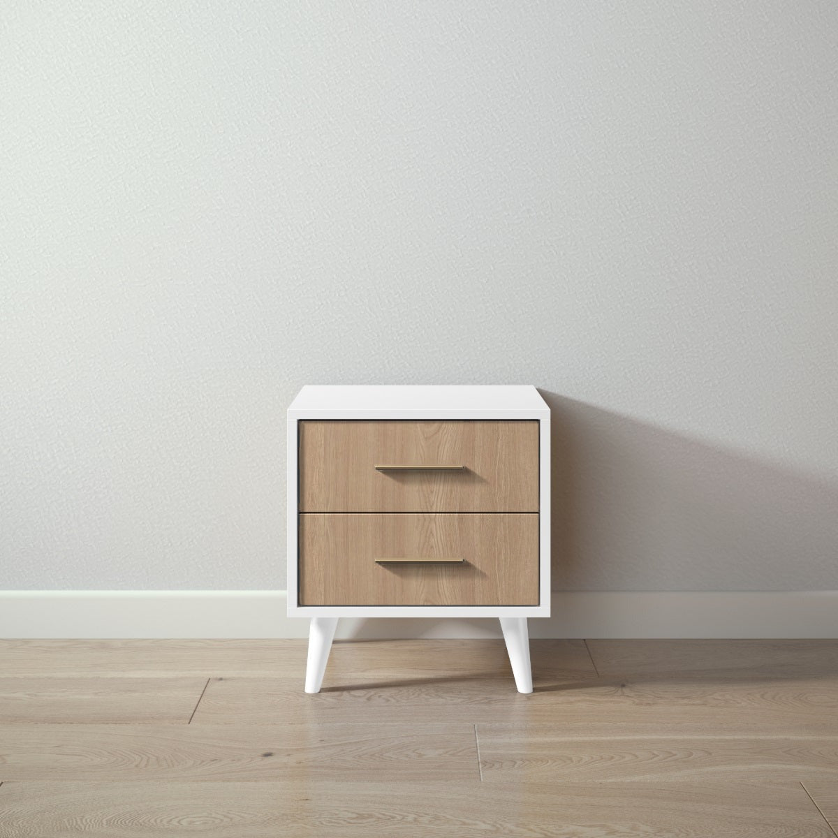 New York Nightstand in Solid White / Harvest finish