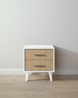 New York Nightstand in Solid White / Sandstone finish