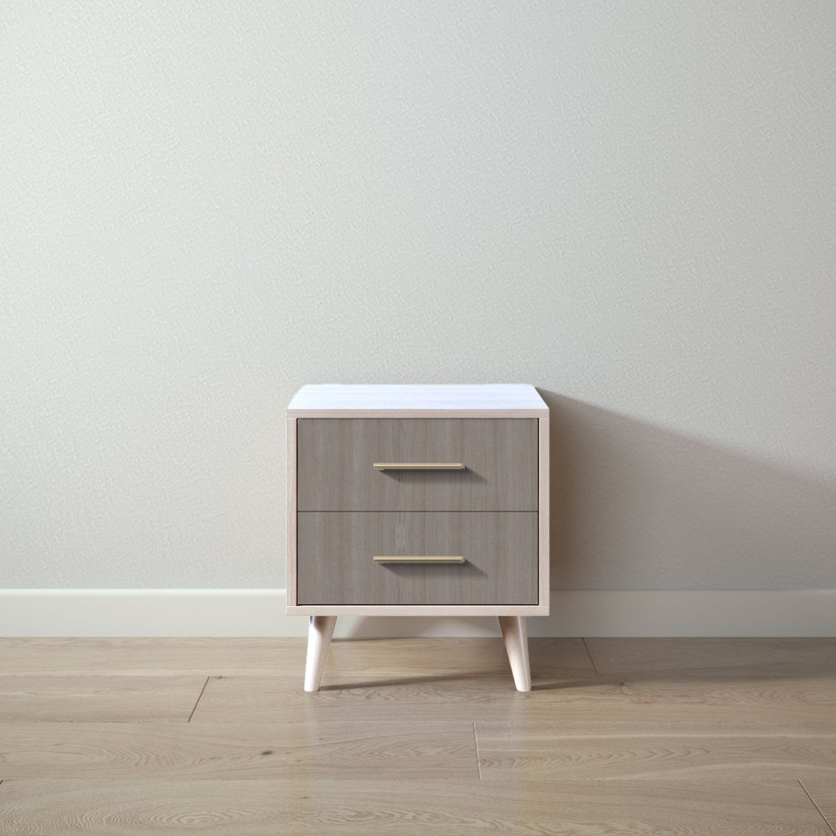 New York Nightstand in Washed White / Aqua Grey finish