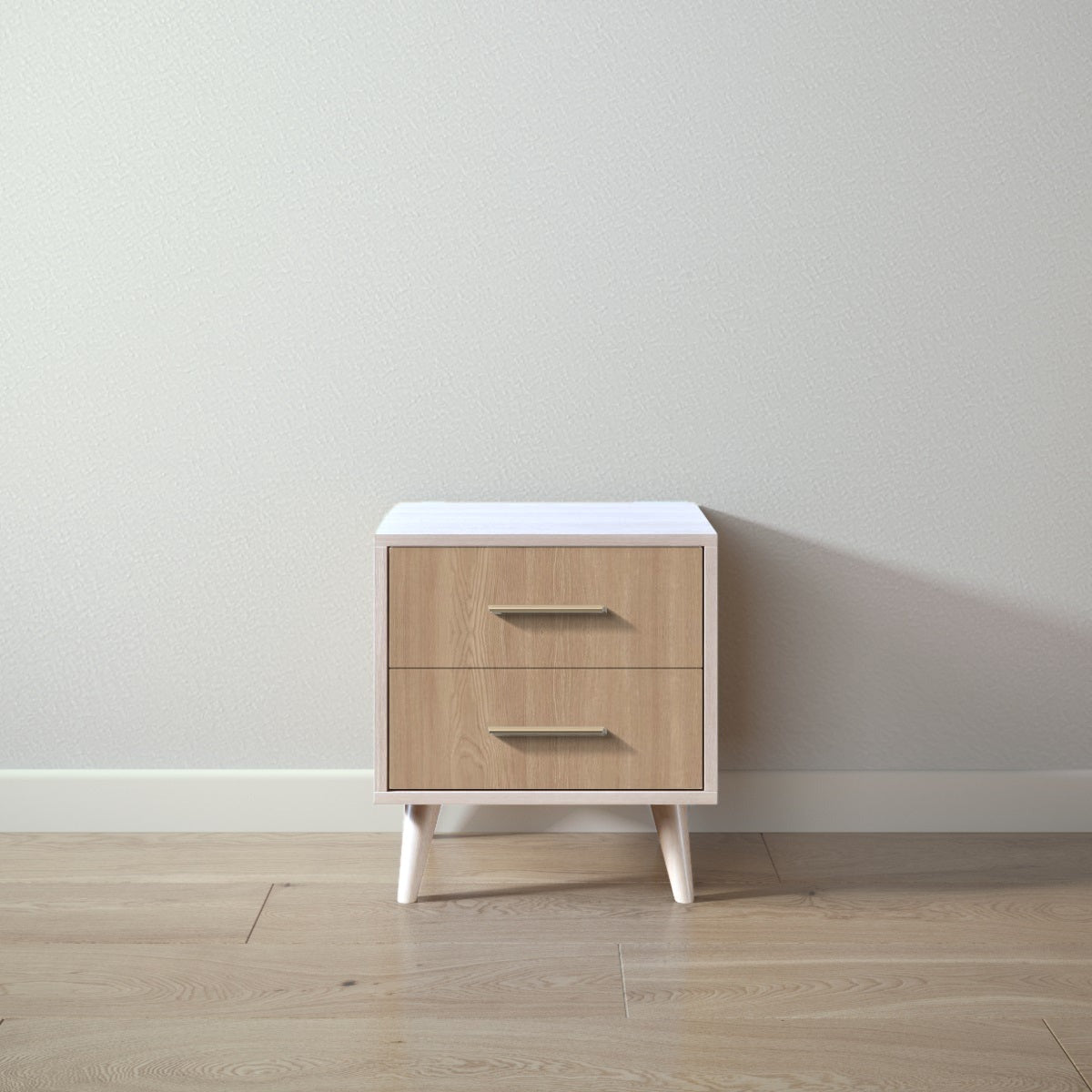 New York Nightstand in Washed White / Harvest finish