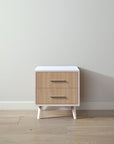 New York Nightstand in Washed White / Harvest finish