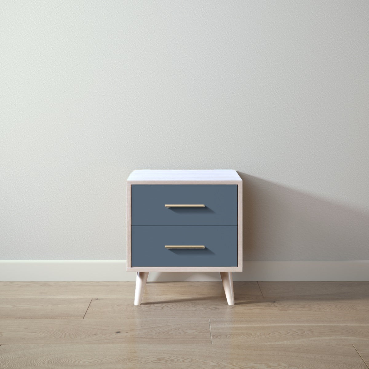 New York Nightstand in Washed White / Navy finish