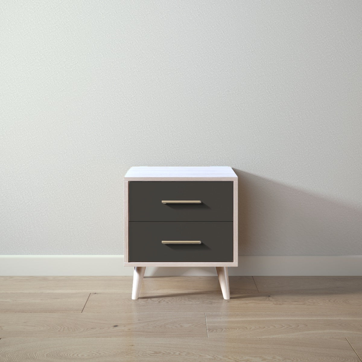 New York Nightstand in Washed White / Peppercorn finish