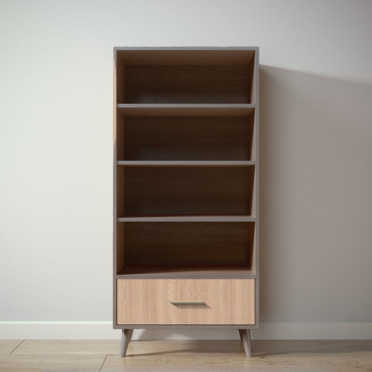 New York Bookcase in Aqua Grey / Albero Puro finish