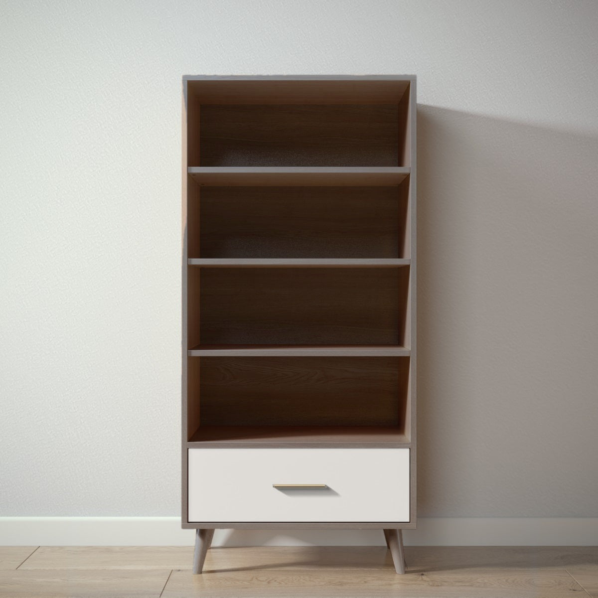 New York Bookcase in Aqua Grey / Bianco Satinato finish