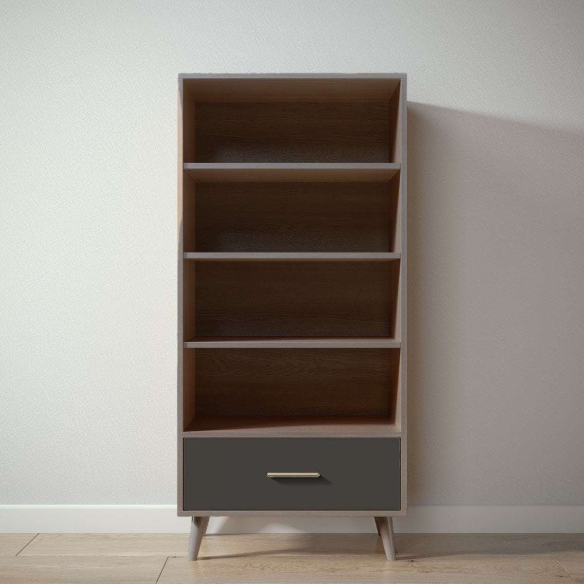 New York Bookcase in Aqua Grey / Peppercorn finish