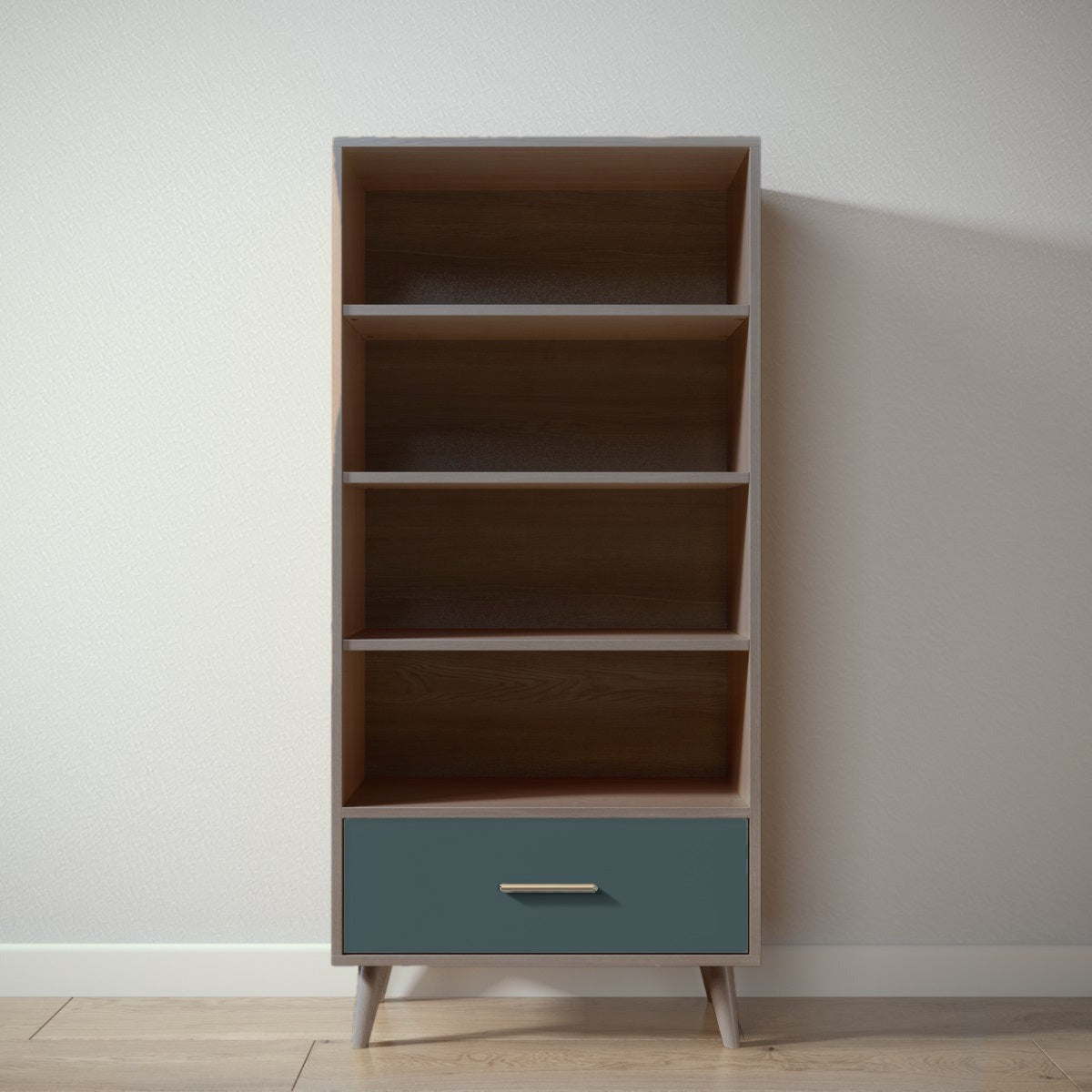 New York Bookcase in Aqua Grey / Rosemary finish
