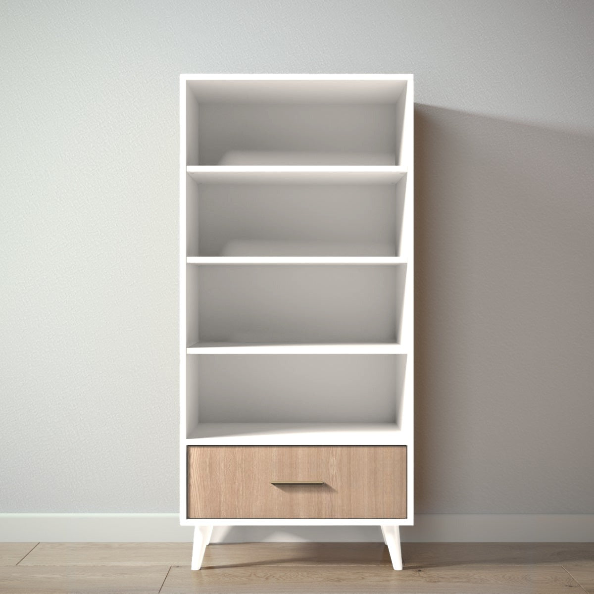 New York Bookcase in Bianco Satinato / Albero Puro finish