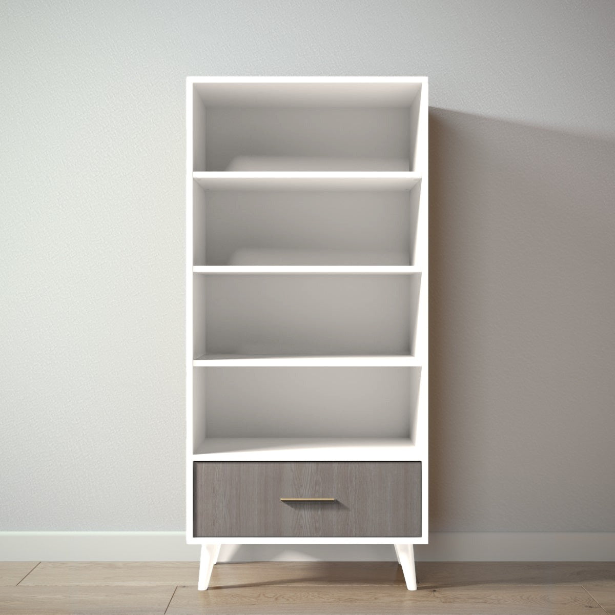 New York Bookcase in Bianco Satinato / Aqua Grey finish