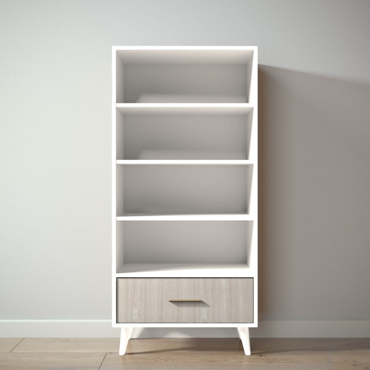 New York Bookcase in Bianco Satinato / Ash finish