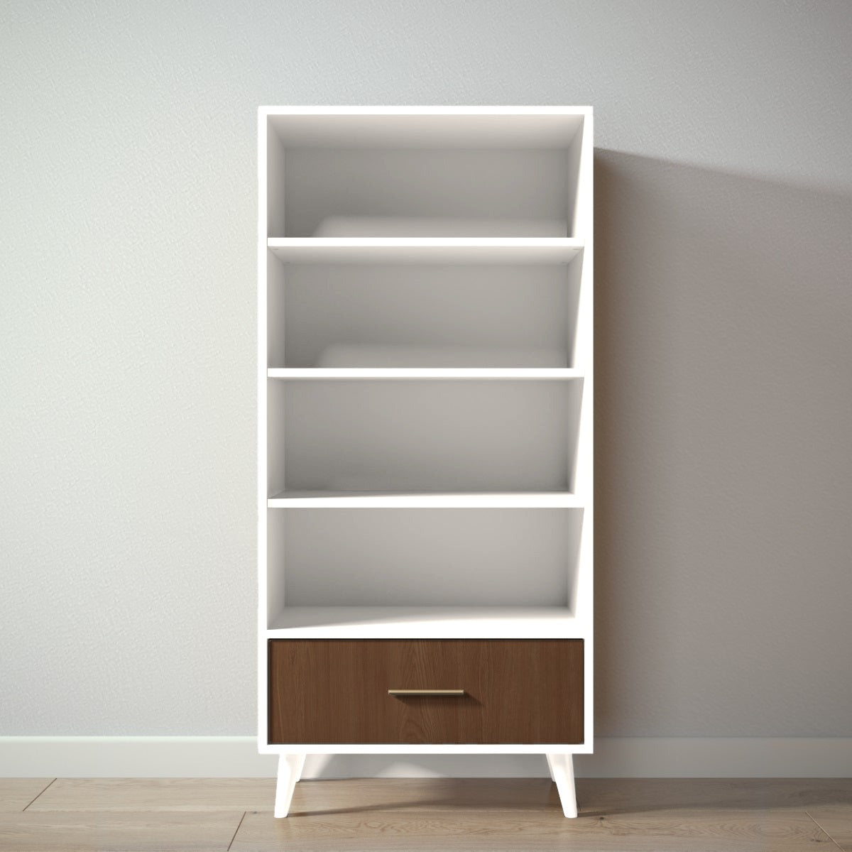 New York Bookcase in Bianco Satinato / Nocello finish