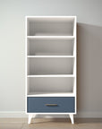 New York Bookcase in Bianco Satinato / Navy finish