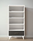 New York Bookcase in Bianco Satinato / Peppercorn finish