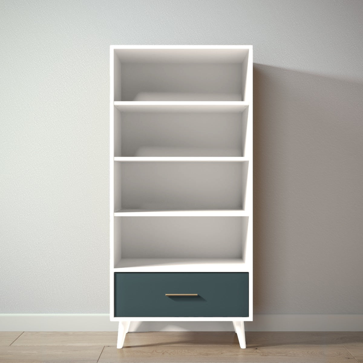 New York Bookcase in Bianco Satinato / Rosemary finish