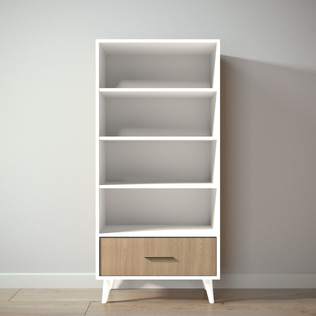 New York Bookcase in Bianco Satinato / Sandstone finish