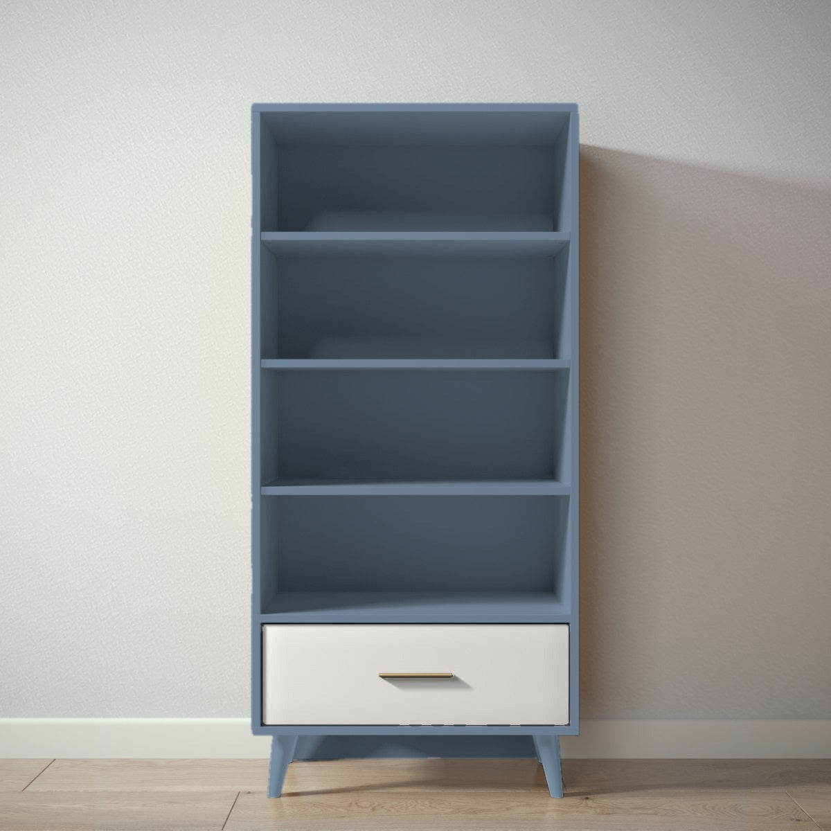 New York Bookcase in Navy / Bianco Satinato finish