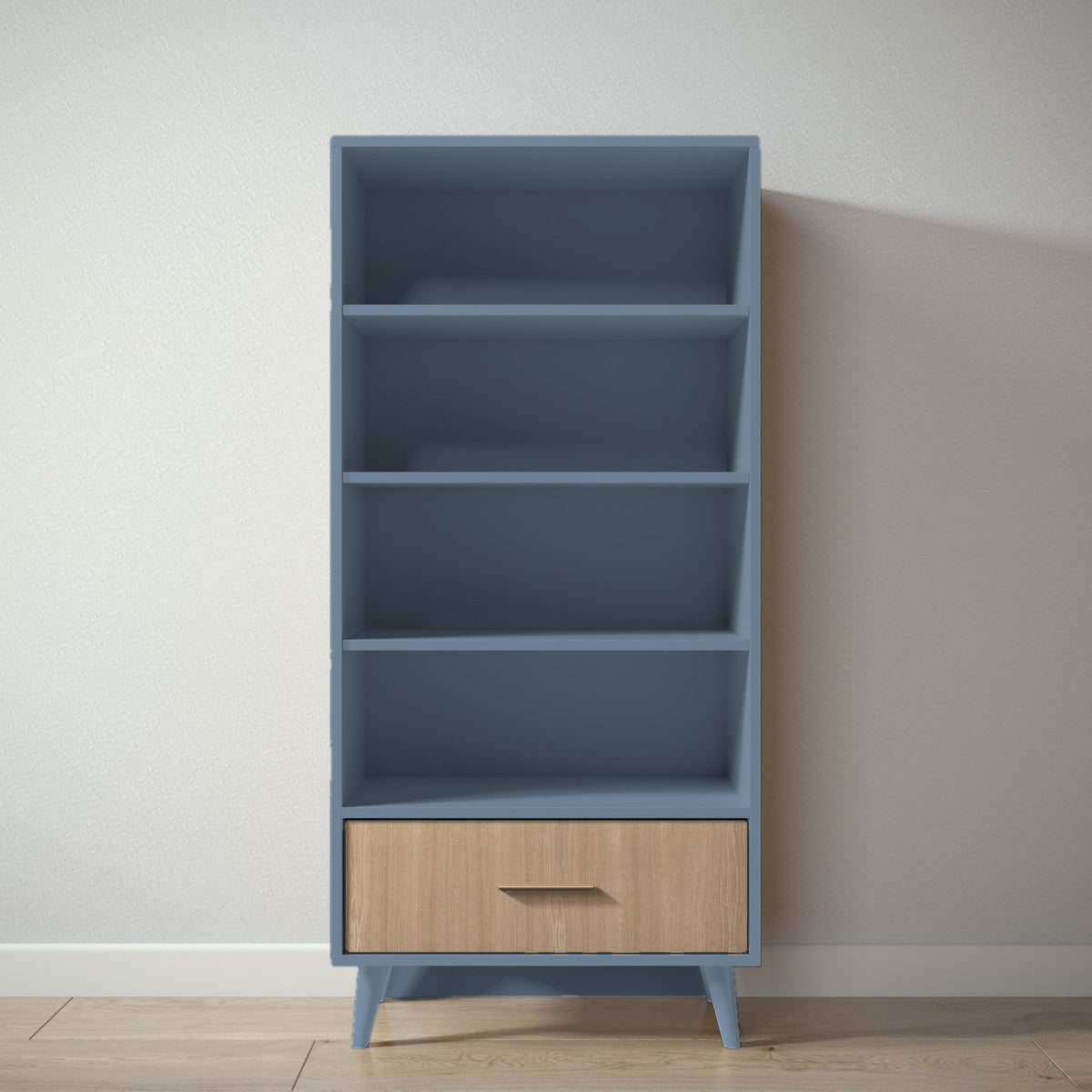 New York Bookcase in Navy / Harvest finish