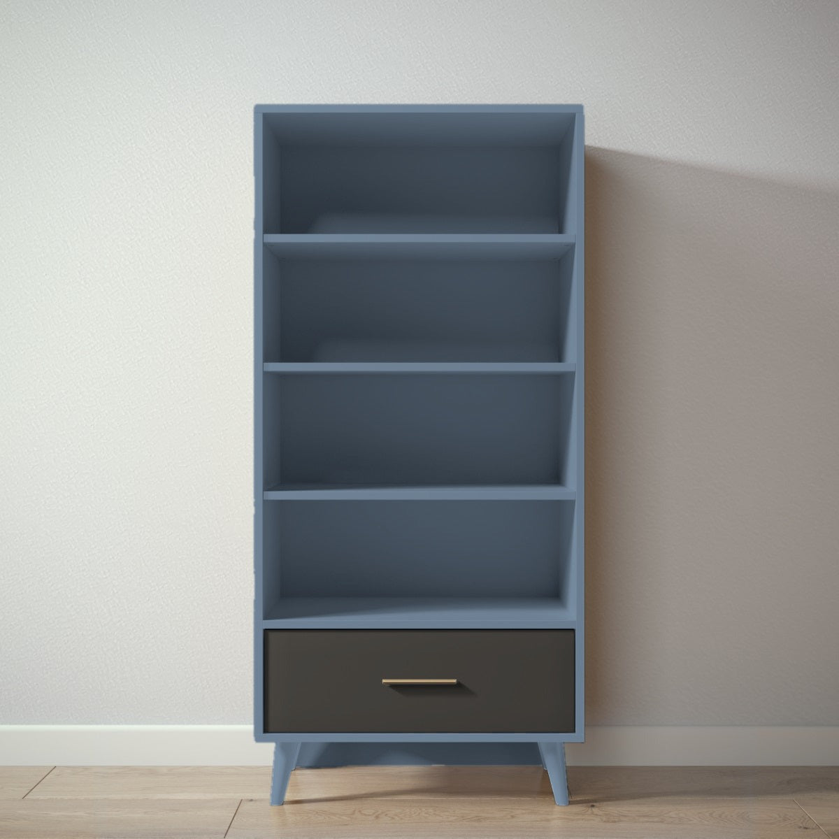 New York Bookcase in Navy / Peppercorn finish