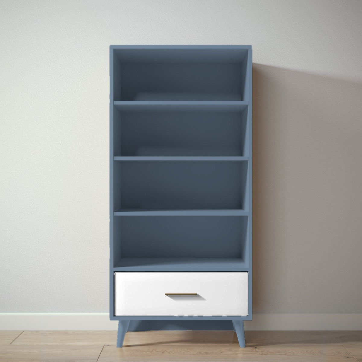 New York Bookcase in Navy / Solid White finish