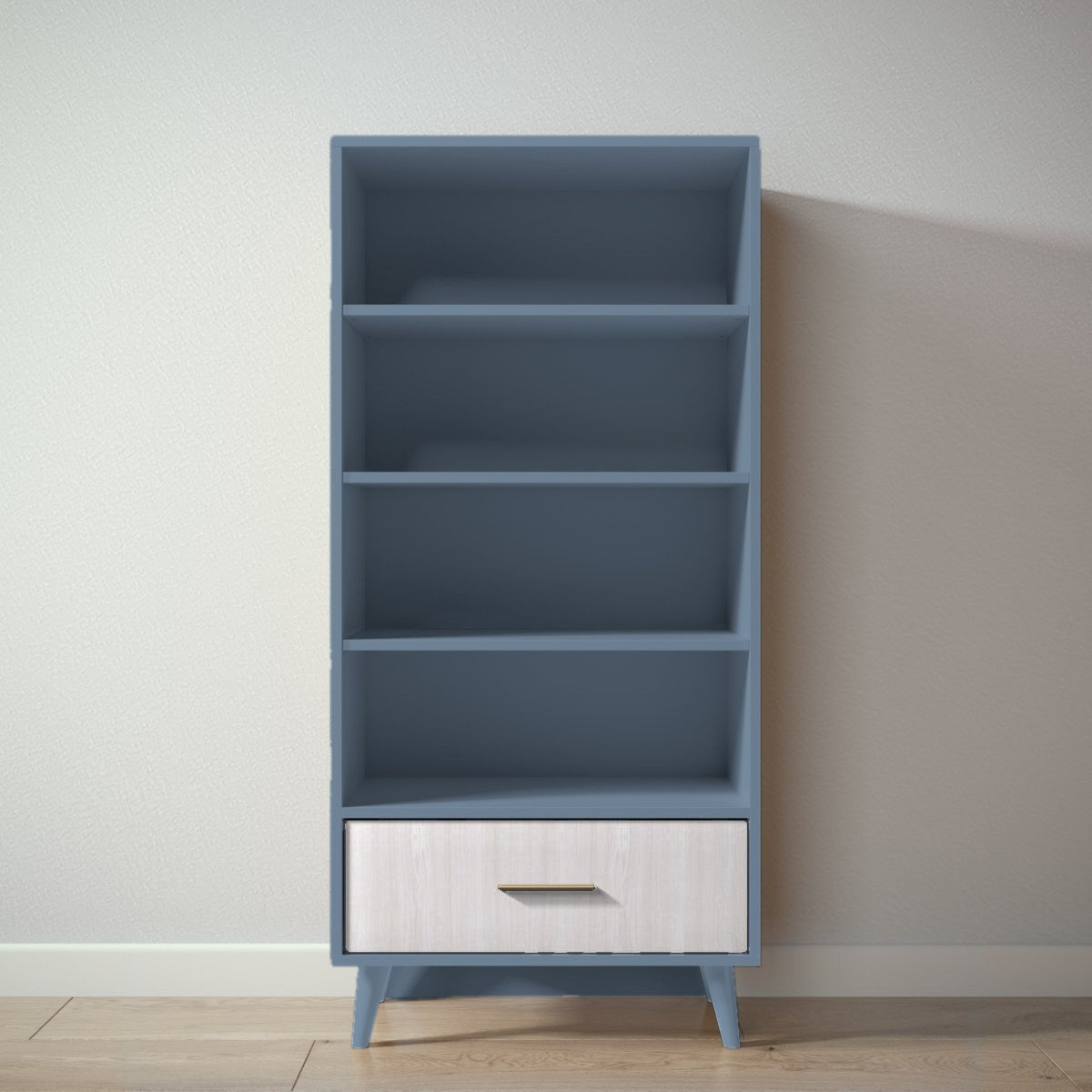 New York Bookcase in Navy / Washed White finish